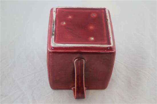 A William Moorcroft Flamminian ware square two handled vase, made for Liberty & Co, c.1910, 13cm